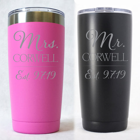 Mr and Mrs - Fancy - Personalized (2 Piece Set) (ST015)