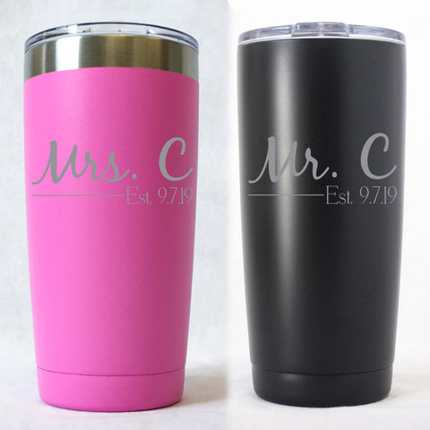 Mr and Mrs - Simple - Personalized (2 Piece Set) (ST016)